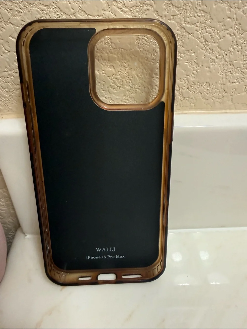 Tan Quilted-Pattern Phone Case with Hand Strap